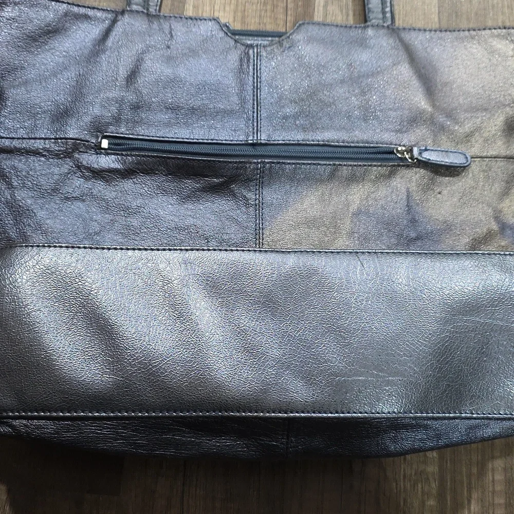 WILSONS LEATHER Limited Edition Metallic Irridescent Leather Tote Bag Goth